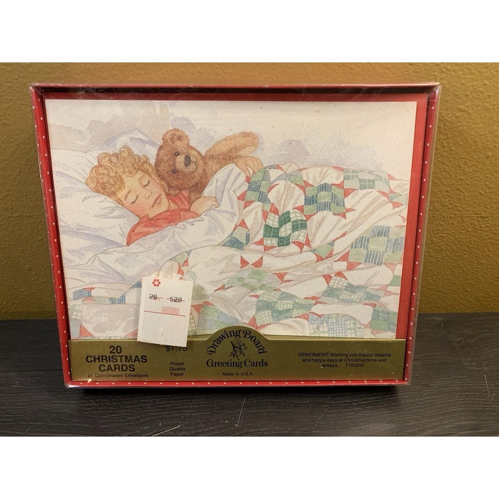 Vintage Drawing Board Christmas Cards with Envelopes Box of 20 Sleeping Boy